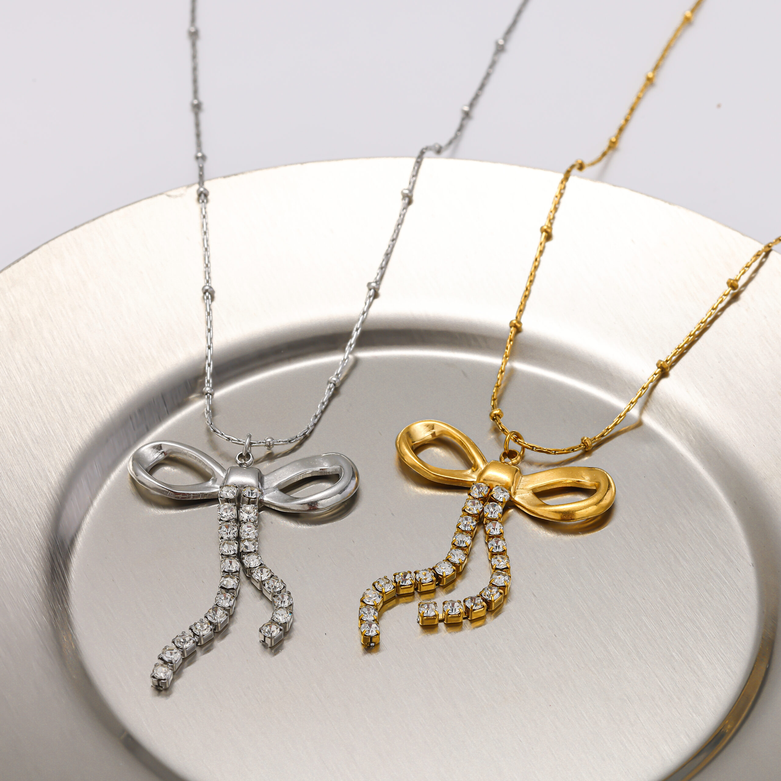 Dainty Bow 18K Gold Plated Waterproof Stainless Steel Women's Necklace Fashion Jewelry Gift - Image 4