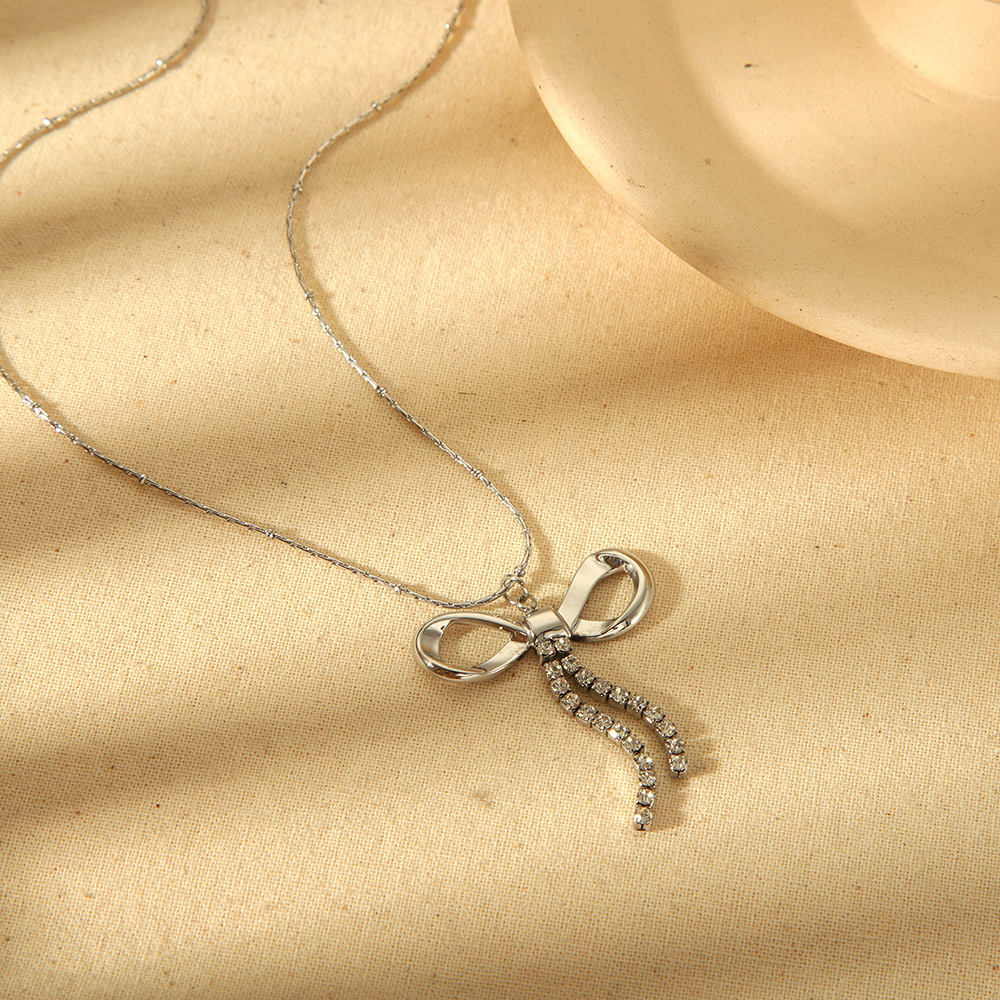 Dainty Bow 18K Gold Plated Waterproof Stainless Steel Women's Necklace Fashion Jewelry Gift - Image 6
