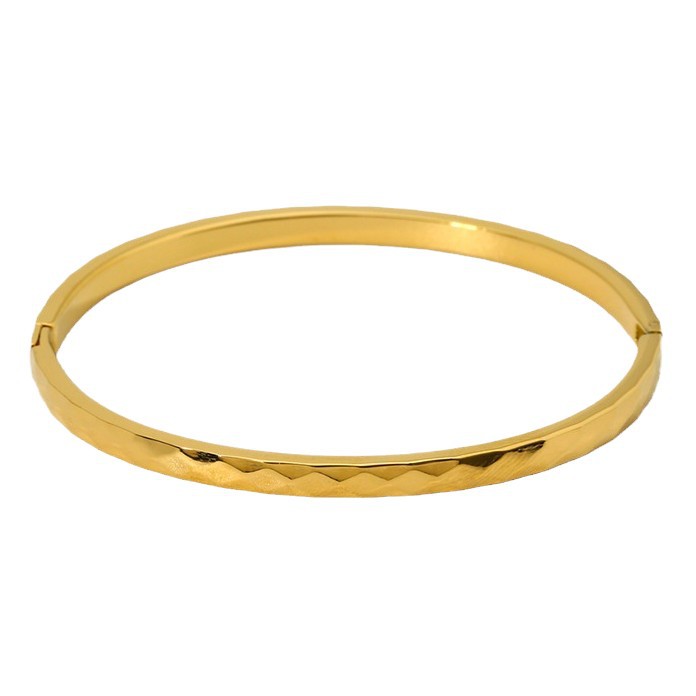 Geometric Rhombus Faceted Bangle, 18K Gold-Plated Stainless Steel, Instagram Aesthetic Light Luxury Women Hinged Wrist Jewelry