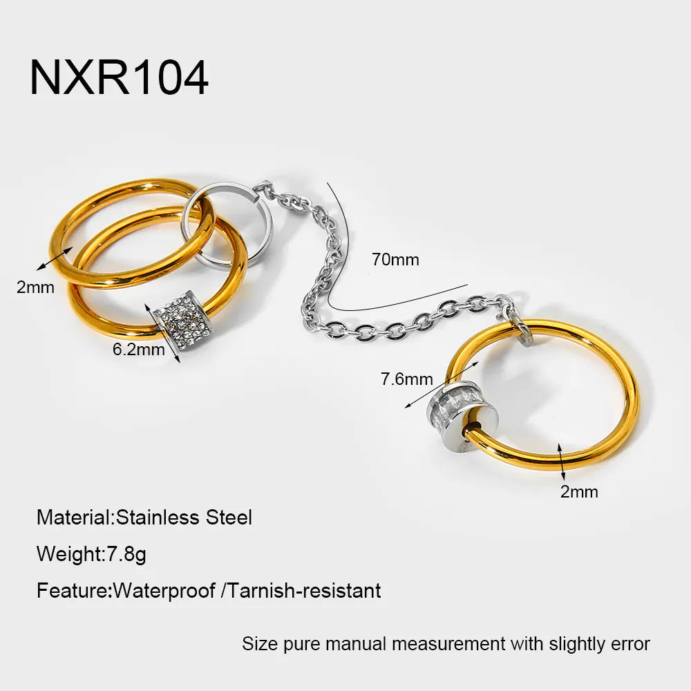 18K Gold Plated Waterproof Stainless Steel Zircon Stackable Rings Minimalist Multi-Layer Stacking Band Dainty Unique Finger Jewelry - Image 6