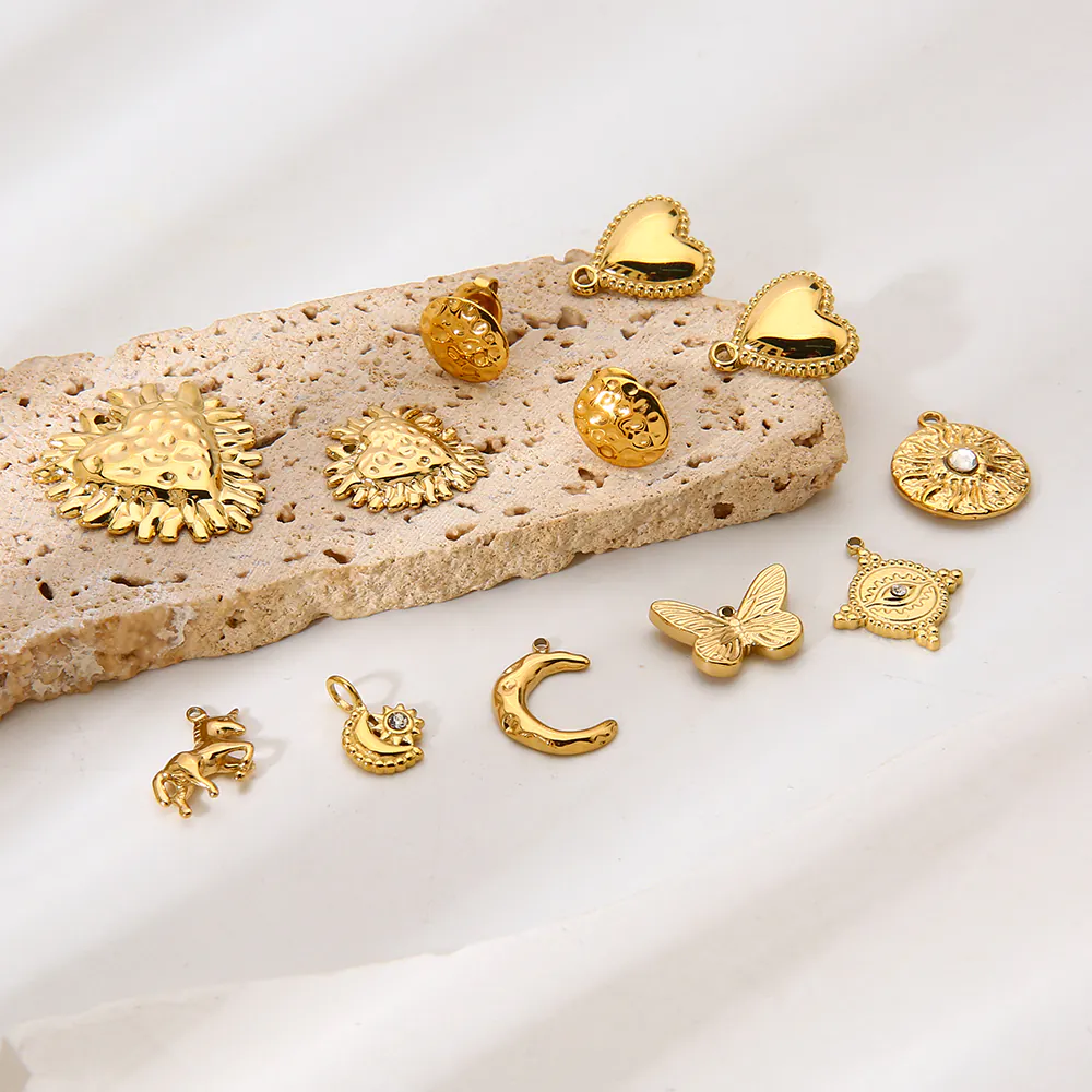 18K Gold Plated Waterproof Stainless Steel Charms Heart Butterfly Moon Unicorn Sun Evil Eye Pendants DIY Jewelry Making Supplies for Necklaces Earrings - Image 2