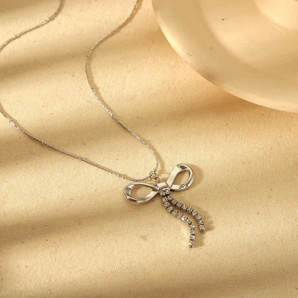 Dainty Bow 18K Gold Plated Waterproof Stainless Steel Women's Necklace Fashion Jewelry Gift - Image 6