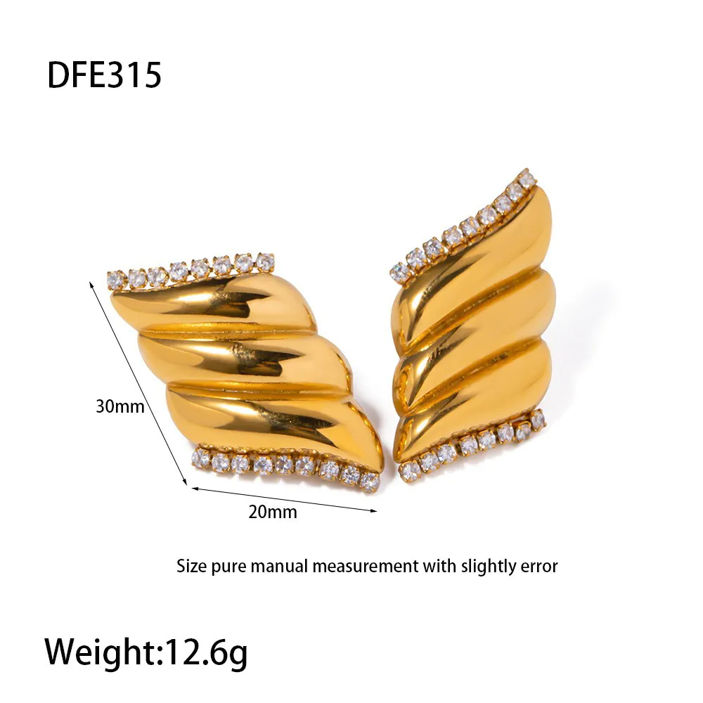 18K Gold Plated Waterproof Stainless Steel Geometric Stud Earrings Inlaid Cubic Zirconia Luxury Minimalist High-End Ear Jewelry For Women - Image 6