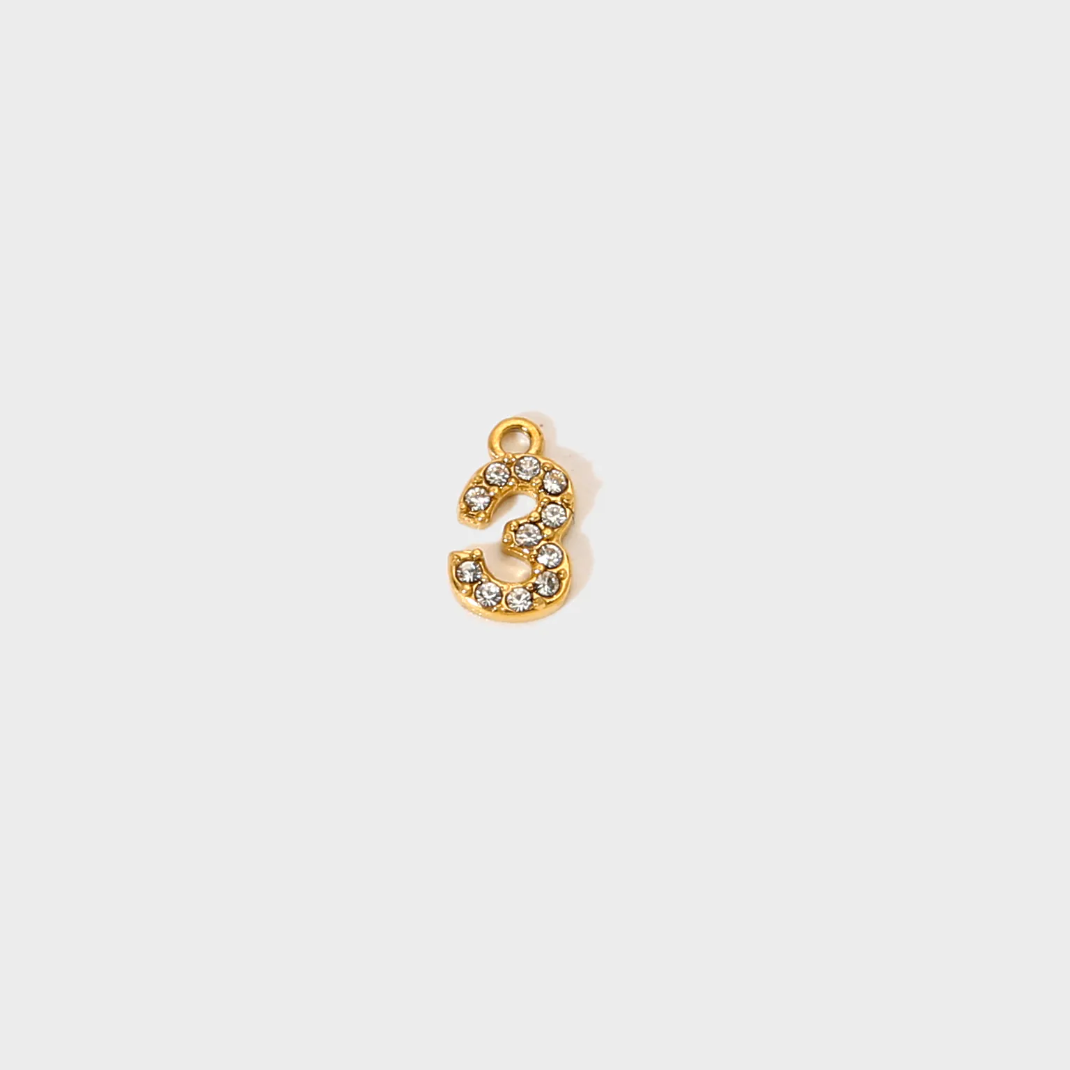 18K Gold-Plated Waterproof Stainless Steel Number Charms Rhinestone Zircon Lucky Number Pendants DIY Jewelry Making Supplies - Image 4
