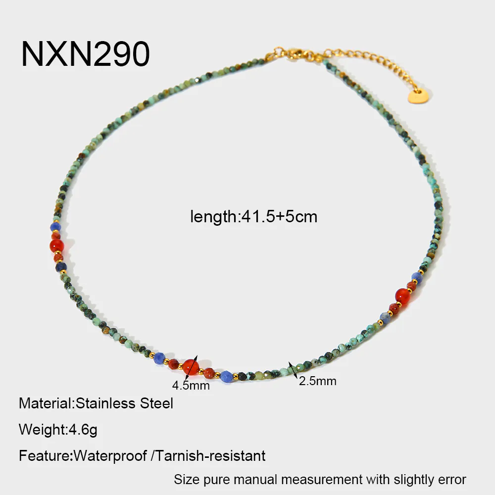 18K Gold Plated Stainless Steel Natural Stone Beaded Collarbone Necklace for Women Vintage High-End Dainty Bead Choker, Minimalist Luxury Niche Daily Jewelry Accessory - Image 7