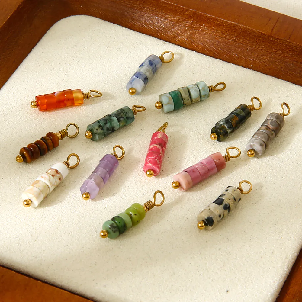 18K Gold Plated Stainless Steel Bohemian Irregular Natural Stone Charms, DIY Earring Jewelry Making Supplies - Image 2