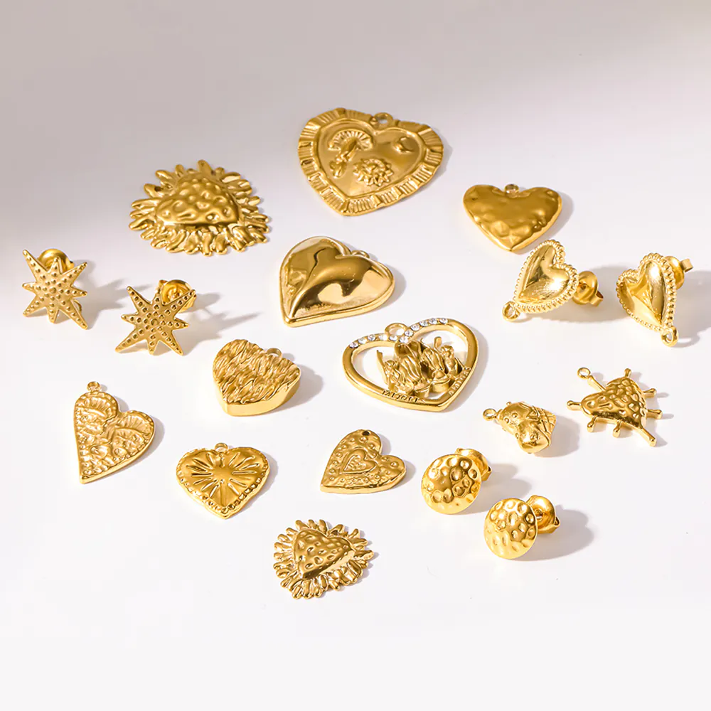 14K Gold-Plated Stainless Steel Heart Charms Pendants, DIY Earring Making Parts, Non-Fading Handmade Jewelry Craft Supplies - Image 4