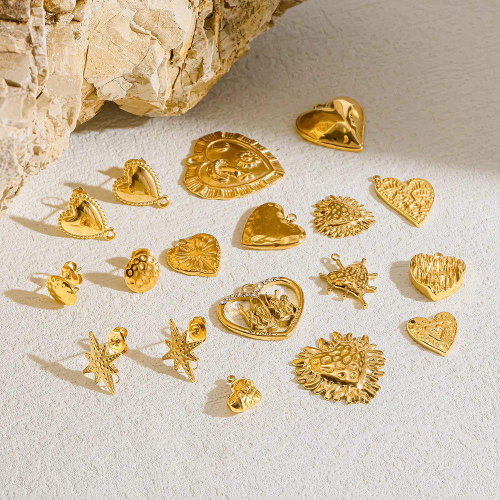 14K Gold-Plated Stainless Steel Heart Charms Pendants, DIY Earring Making Parts, Non-Fading Handmade Jewelry Craft Supplies - Image 6