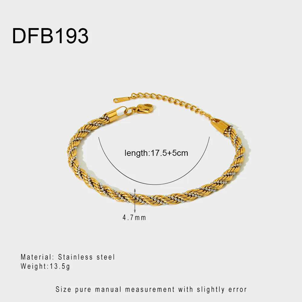 18K Gold-Plated Stainless Steel Ins Fashion Two-Tone Twisted Rope Bracelet, Minimalist Versatile Adjustable Women Wrist Jewelry - Image 7