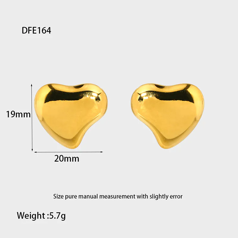 16K Gold-Plated Stainless Steel Polished Heart Stud Earrings, Ins Retro Luxury Waterproof Elegant Ear Jewelry For Women - Image 6