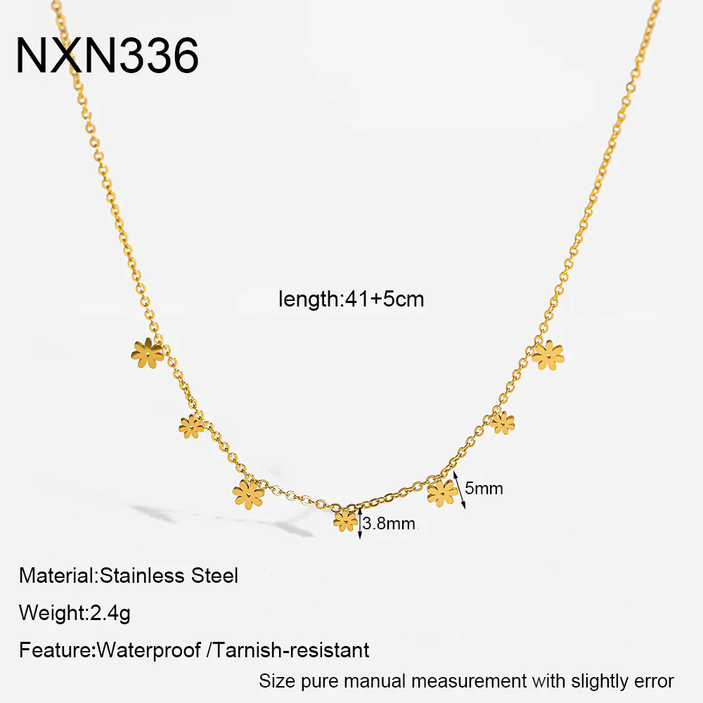 18K Gold‑Plated Stainless Steel Delicate Daisy Pendant Choker Necklace, Ins Fresh Minimalist Luxury Dainty Women Neck Jewelry - Image 7
