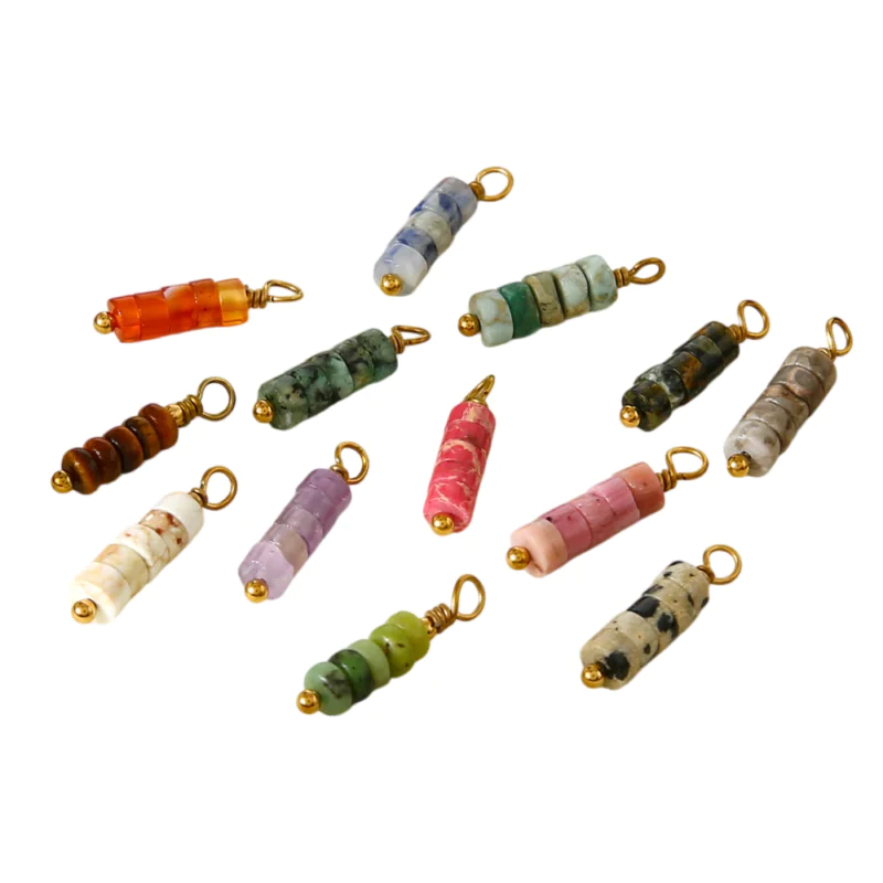 18K Gold Plated Stainless Steel Bohemian Irregular Natural Stone Charms, DIY Earring Jewelry Making Supplies