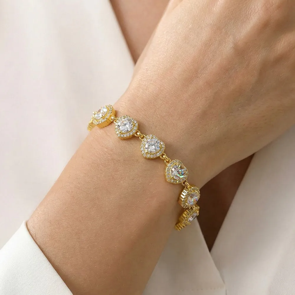 18K Gold‑Plated Stainless Steel Full Paved Cubic Zirconia Bracelet, Luxury Versatile Elegant Wrist Jewelry For Women - Image 5