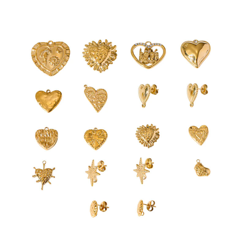 14K Gold-Plated Stainless Steel Heart Charms Pendants, DIY Earring Making Parts, Non-Fading Handmade Jewelry Craft Supplies