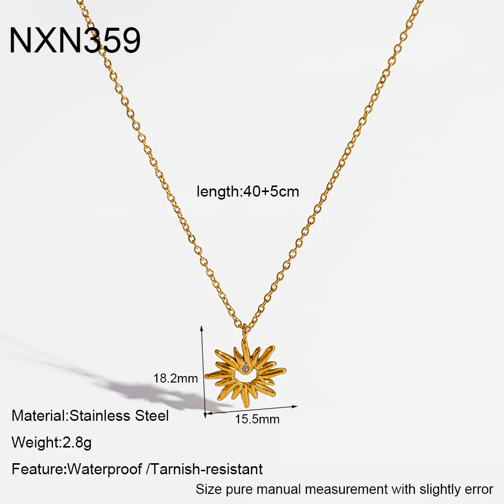 18K Gold-Plated Stainless Steel Sunflower Pendant Choker, Waterproof Dainty Minimalist Vintage Necklace For Women - Image 6